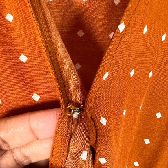 Faithfull The Brand Women's Carmel Mini Wrap Dress 8 Brown Orange Ruffled - Picture 5 of 9